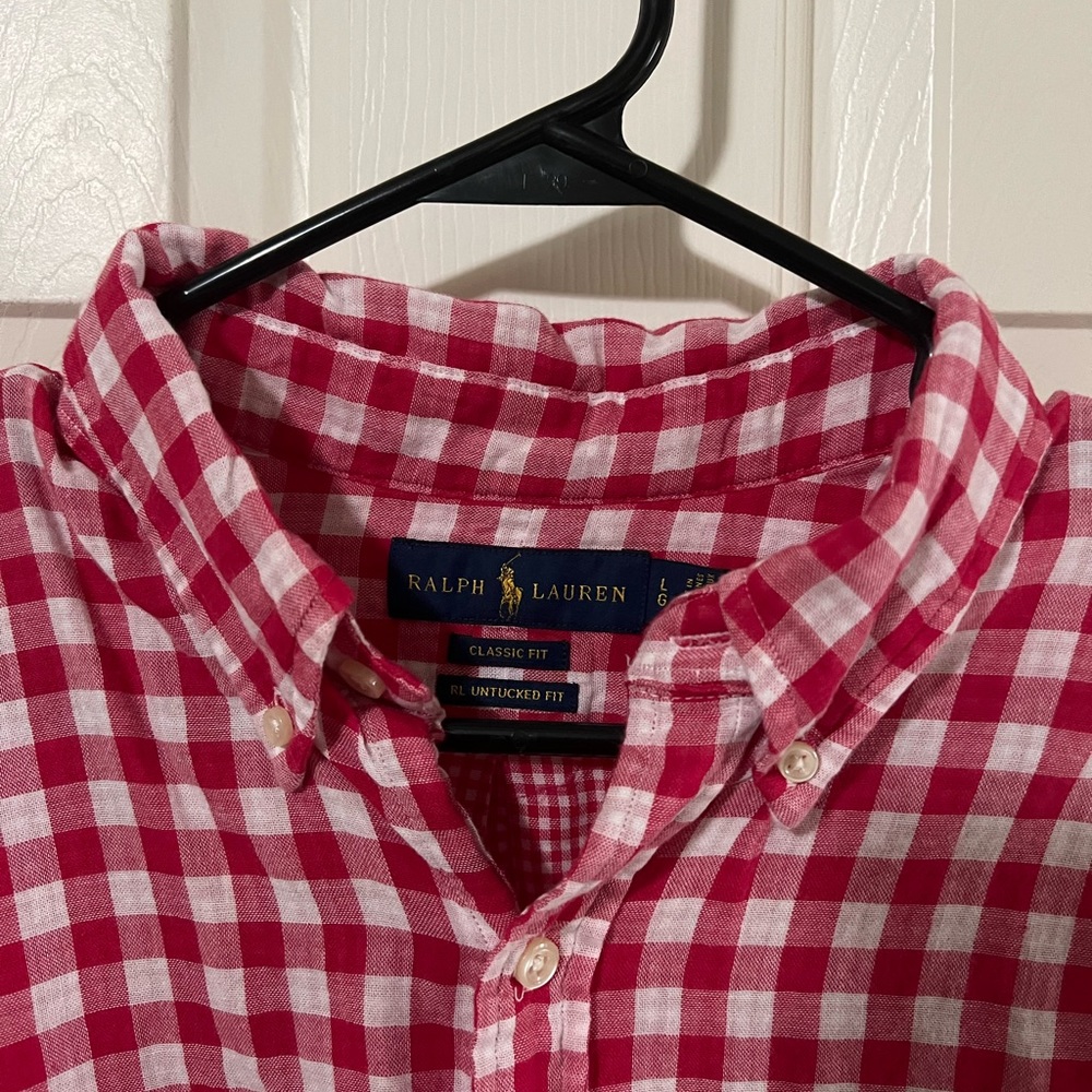 Men’s large Ralph Lauren Polo Shirt Red Checkered